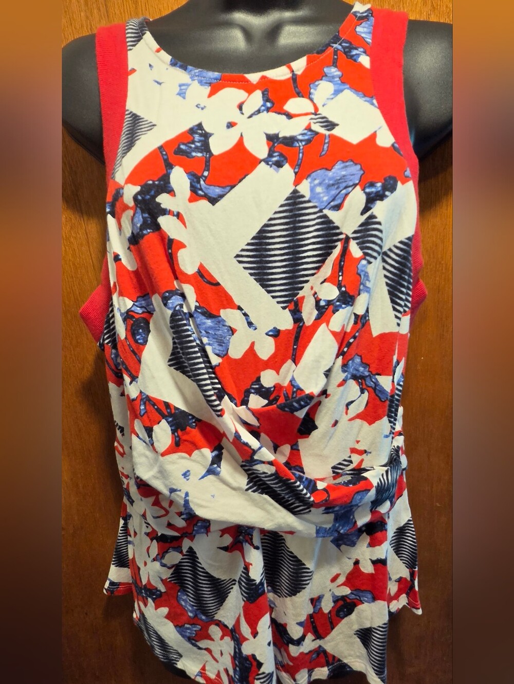 Peter Pilotto for Target Red, White & Blue Abstract Sleeveless Blouse SzL - Picture 4 of 7